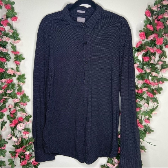 A-Frame StitchFix Black Polka Dot Slim Button Med - Picture 1 of 8